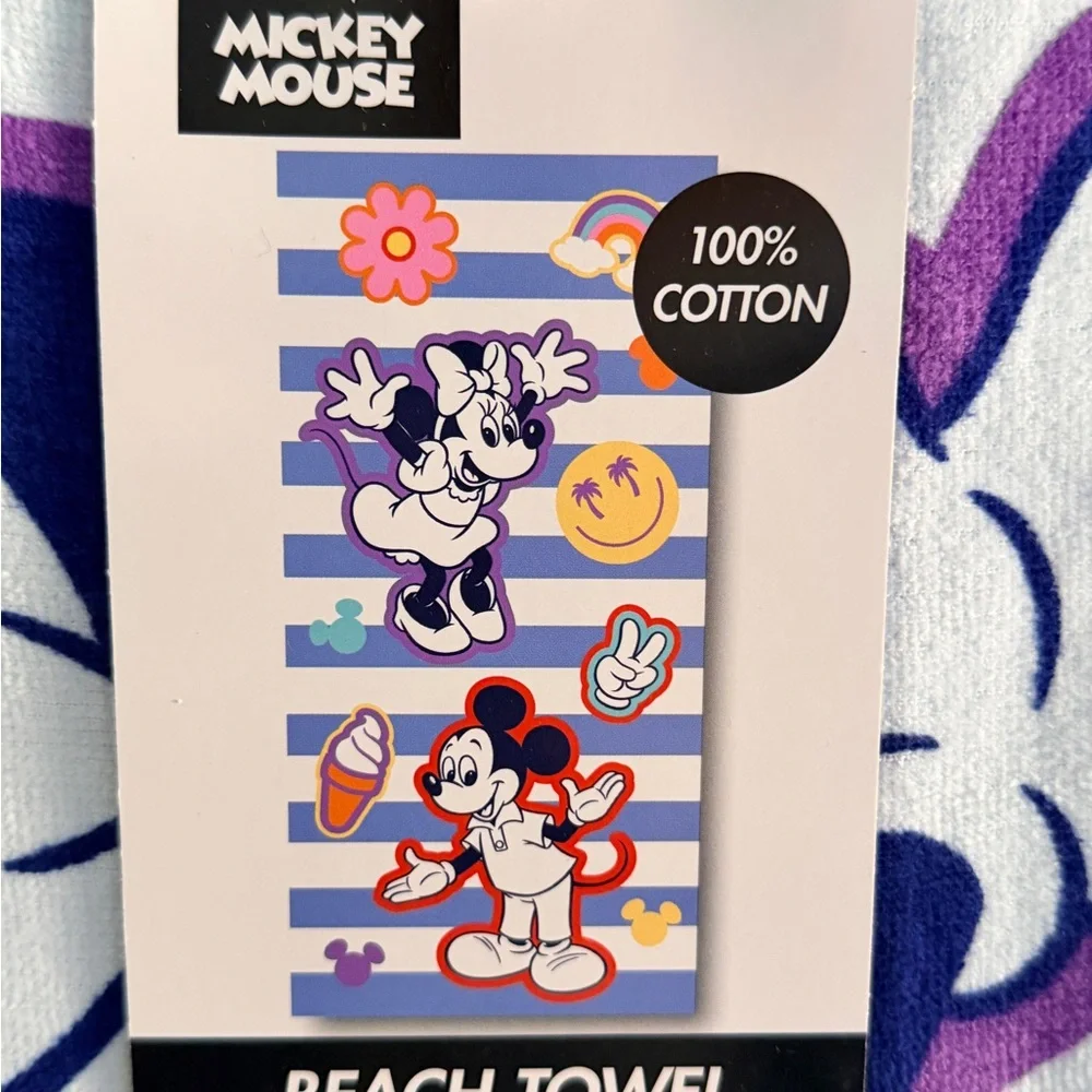 Disney Mickey Mouse Minnie Mouse‎ Beach Towel 100% Cotton 28x58 NWT